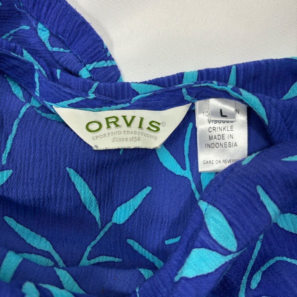 ‼️5/$25‼️ Vintage Orvis Dress Indigo Blue Botanical Print Back Tie - Picture 4 of 5